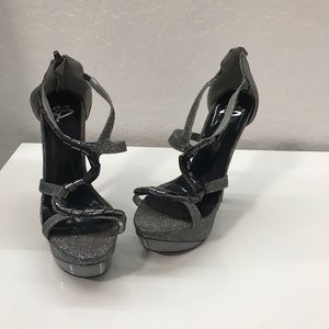 Silver Bebe heels